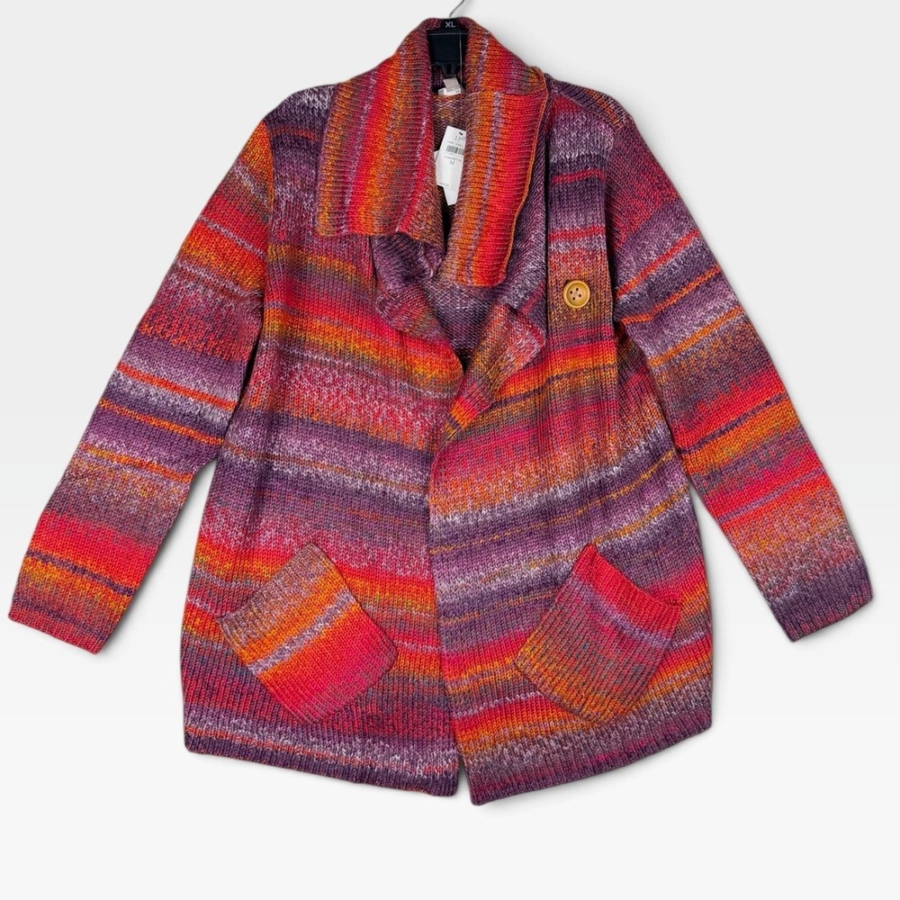 J. Jill Cardigan Sweater Shawl Womens M Pomegranate Multi Space Dye NEW $99